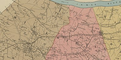 This 1888 map shows the location of the Bellona Arsenal on the Richmond and Danville rail line near Robious Station. The foundry and arsenal benefited from proximity to the Midlothian area coal mines