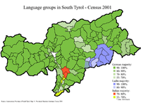 Dél-Tirol nyelvi térképe