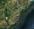 Image 3Satellite view of Monaco, with the France–Monaco border shown in yellow (from Monaco)