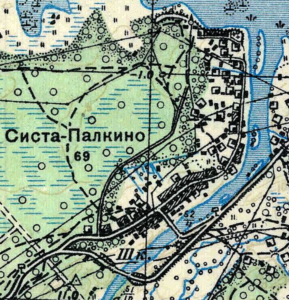 План деревни Систо-Палкино. 1938 год