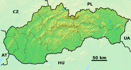 Stupava markerat på en karta över Slovakien