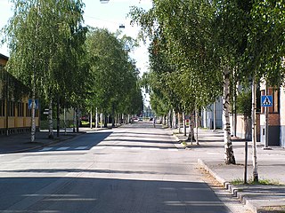 A rua Storgatan em Umeå, na Suécia