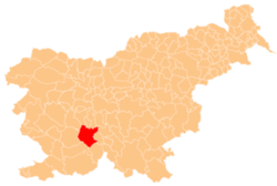 Localização do município de Cerknica na Eslovênia
