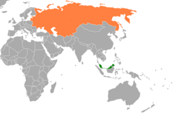 Map indicating locations of Malaysia and Soviet Union