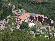 Photo aérienne du palais de Mistra