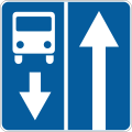 One-way street with reverse lane for buses