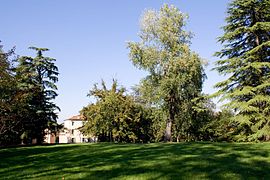 Il parco con la vista posteriore di Villa Guiccioli, sede del museo