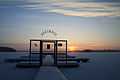 Steinberger See im Winter bei Sonnenuntergang