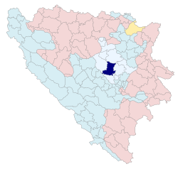 Location of Kakanj within Bosnia and Herzegovina.