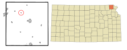 Location within Brown County and Kansas