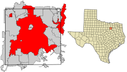 Location in Dallas County and the state of Texas