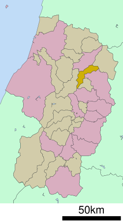 Location of Funagata in Yamagata Prefecture
