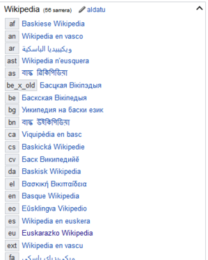 Bilatu Wikipedia atala eta sakatu "Aldatu" loturan