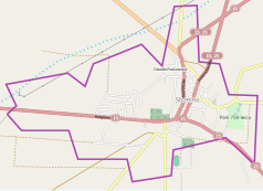 Mapa konturowa Strzelna, po prawej znajduje się punkt z opisem „Rotunda św. Prokopa”