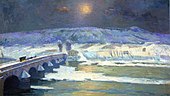 The Bridge over the Allier at Pont-du-Chateau in Winter, 1886, 43.6 x 77.7 cm