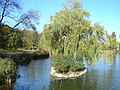 Île artificielle sur l'un des étangs du parc.
