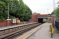 The A59 road bridge, at the end of the platform.