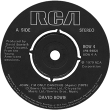 Description de l'image John, I'm Only Dancing (Again) by David Bowie UK vinyl single.png.