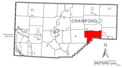 Location of Troy Township in Crawford County