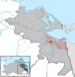 Elhelyezkedése Mecklenburg-Elő-Pomeránia térképén