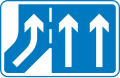 Additional traffic lane joining from the left ahead (right if reversed)