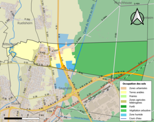 Carte en couleurs présentant l'occupation des sols.