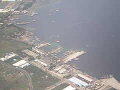 An aerial view of the bay showing the port of General Santos