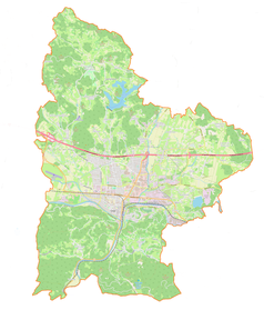 Mapa konturowa gminy miejskiej Celje, u góry po lewej znajduje się punkt z opisem „Pepelno”