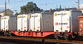 Vierachsiger Tragwagen für ISO-Container (Sgns481 der DB)