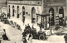 F. Budicki's car, two-wheeler and sewing machine shop at 2 Gundulićeva Street, Zagreb, 1910