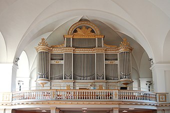 Vy över orgelläktaren i Kungsholms kyrka.
