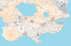 薩摩半島南端の地図（国土地理院2万5000分の1地図を基にした農研機構基盤地図情報25000）