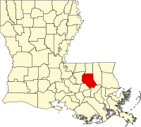 Map of Louisiana highlighting Livingston Parish