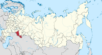 Die ligging van Orenburg-oblast in Rusland