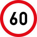 Speed limit of 60 km/h