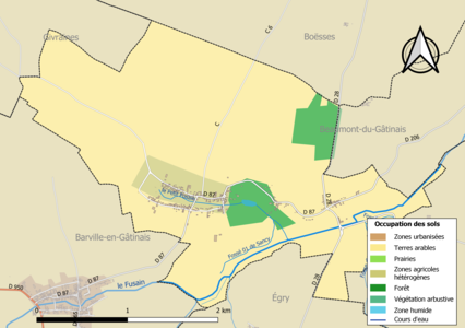 Carte des infrastructures et de l'occupation des sols de la commune en 2018 (CLC).