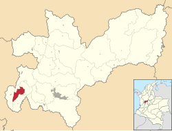 Location of the municipality and town of San José in Caldas Department