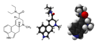 Strukturformel samt molekylmodell för LSD