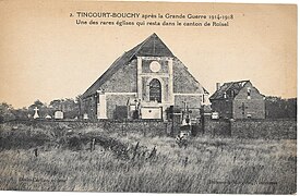 L'église Saint-Quentin de Tincourt en 1919