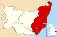 East Suffolk district within the county of Suffolk