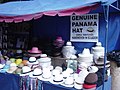 Panama hats sold on a street market in Ecuador