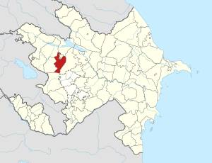 Mapa do Azerbaijão mostrando o distrito de Goygol