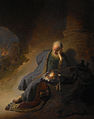 Rembrandt tomonidan Quddusning vayron qilinganidan noligan Yeremiyo (1630).