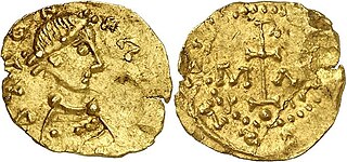 Treime de ban de 7 Siliqua emis în numele lui Dagobert I.