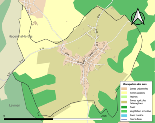 Carte en couleurs présentant l'occupation des sols.