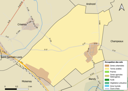 Carte des infrastructures et de l'occupation des sols en 2018 (CLC) de la commune.