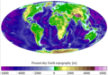 Present day Earth altimetry and bathymetry