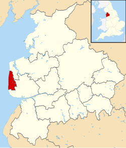 Blackpool shown within Lancashire