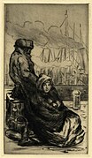 L'Éternelle victime. Les émigrants. eau-forte, vers 1914