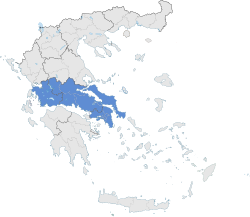 Greqia Kontinentale (blu) në Greqi
